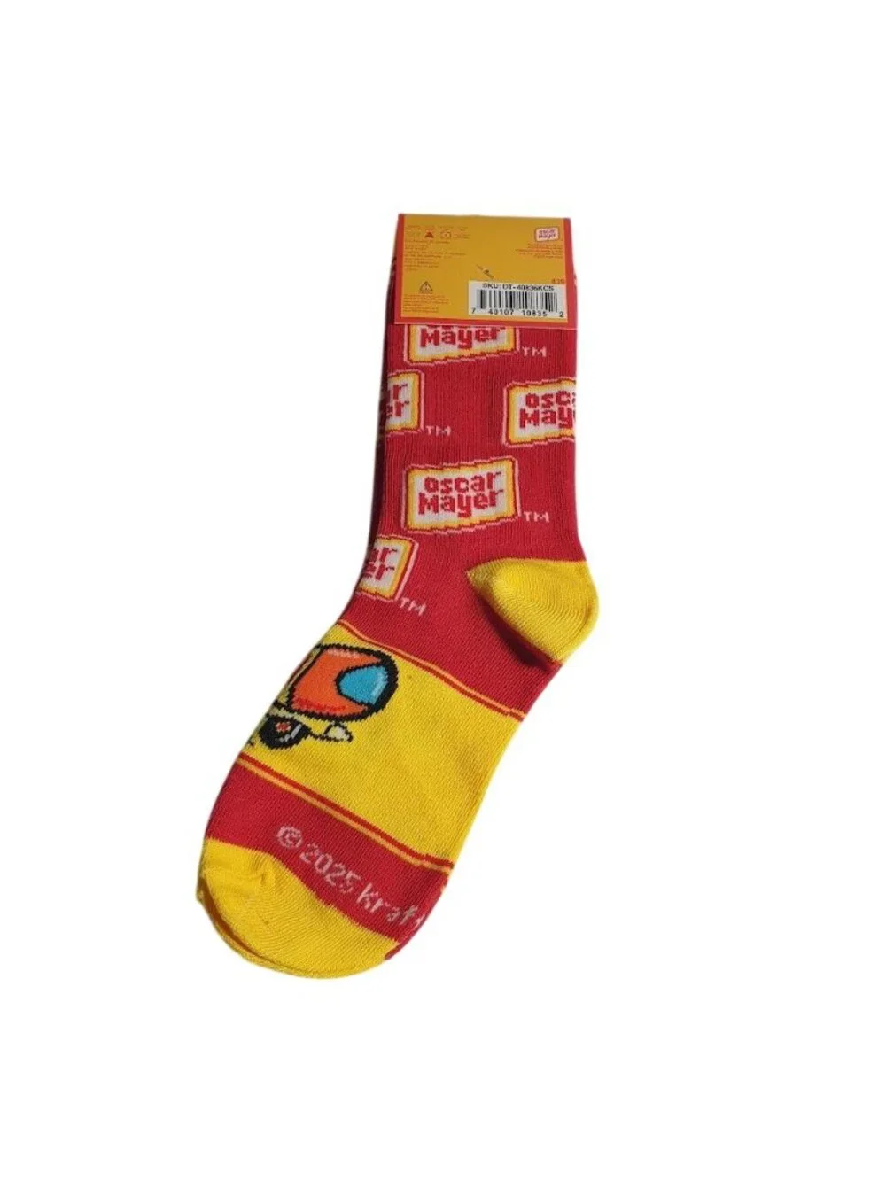 Oscar Mayer Kids Crew Socks Ages 7 To 10 Red Yellow Hot Dog Wienermobile Gift